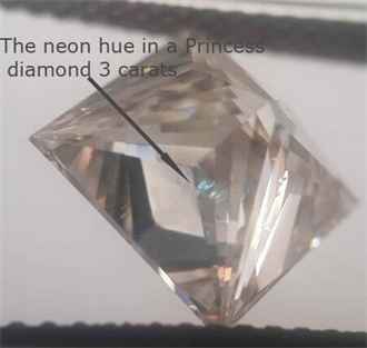 Clarity enhanced diamond blue hue, bottom Princess view